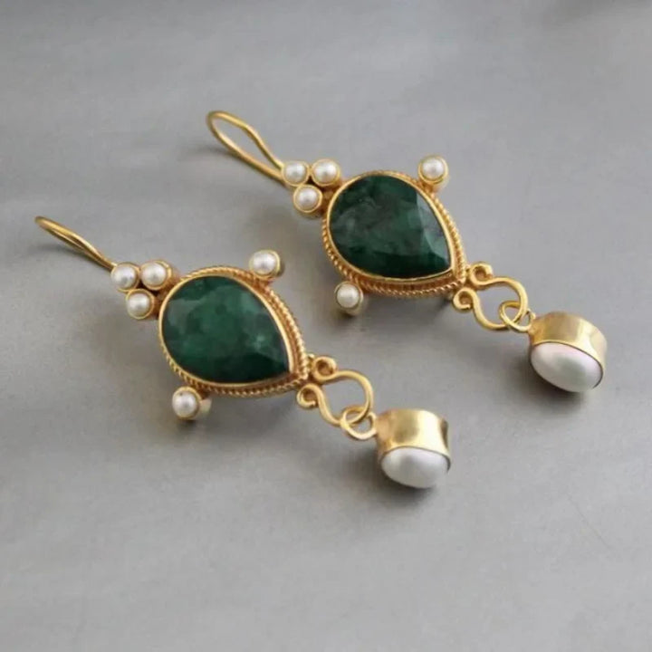 Pendientes vintage con rubí y perla