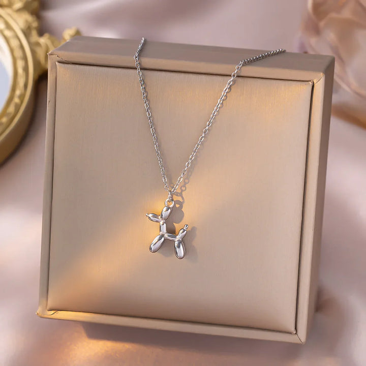 Collar Con Globo En Forma De Perro – Oro Y Plata