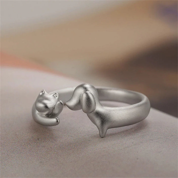 Anillo Elegante Perro y Gato (Ajustable)