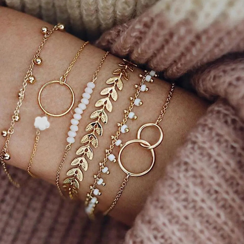 Conjunto de pulseras Boho en oro