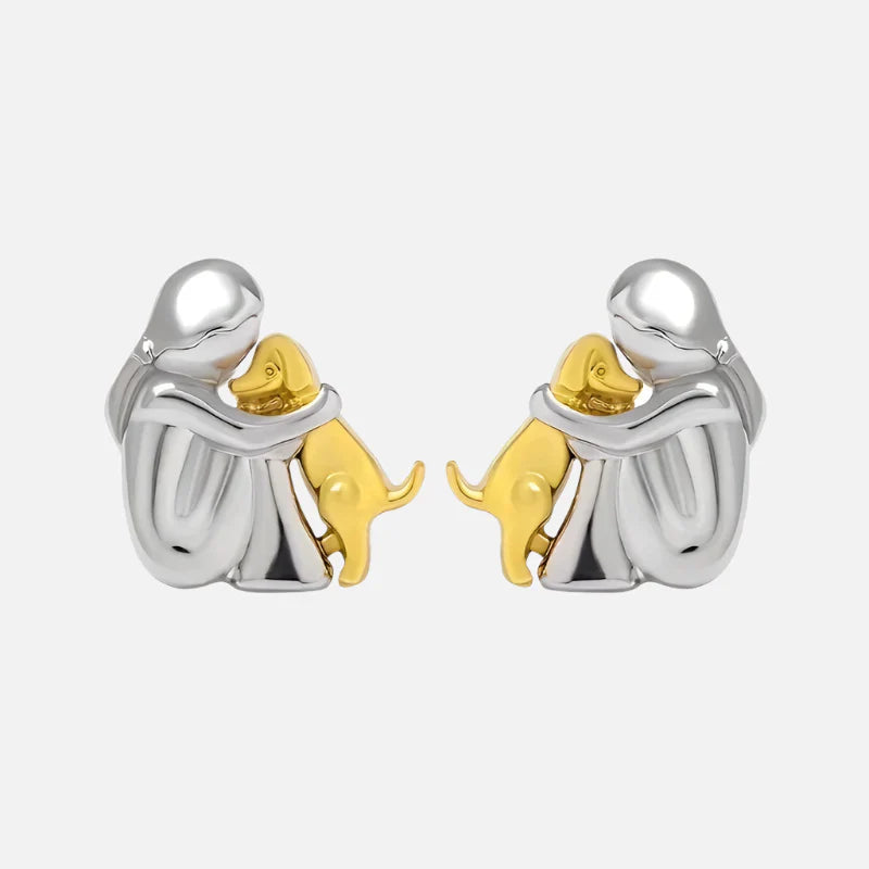 Pendientes Abrazo en dos tonos, plata y oro