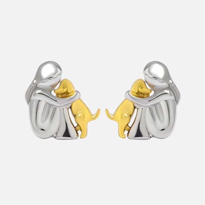 Pendientes Hug Bicolor en Plata y Oro