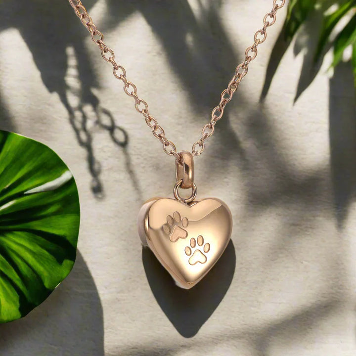 Collar Urna Conmemorativa Para Mascota Con Colgante De Corazón Y Huella Grabada
