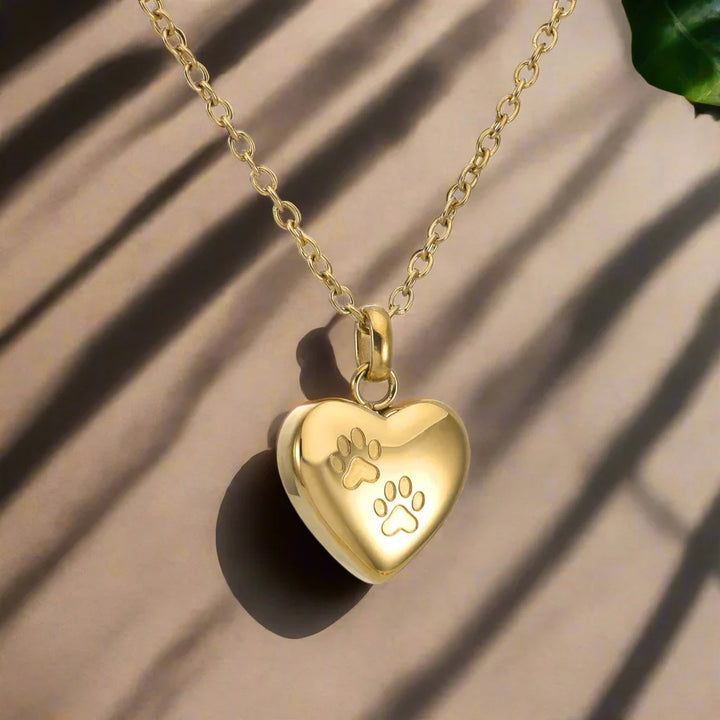 Collar Urna Conmemorativa Para Mascota Con Colgante De Corazón Y Huella Grabada
