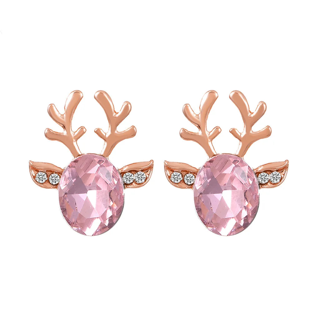 Pendientes con cristales en forma de reno festivo