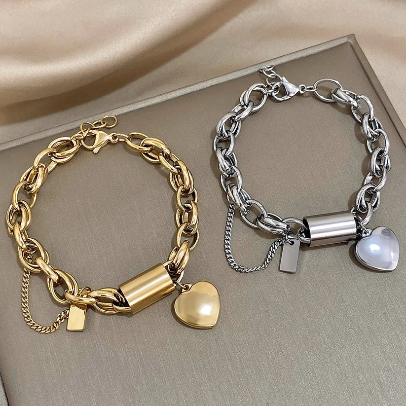 Pulsera Gruesa del Corazón | Oro