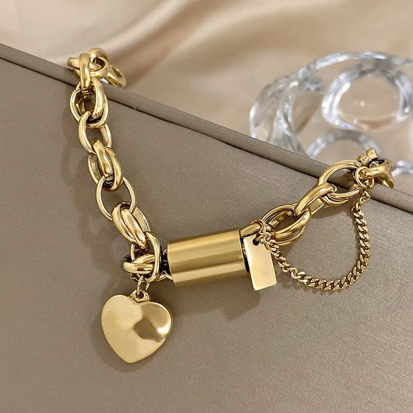 Pulsera Gruesa del Corazón | Oro