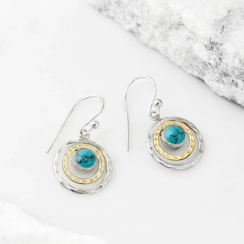 Pendientes Boho Saturn con ópalo turquesa