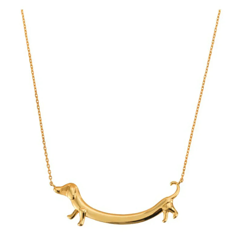 Collar con Perro Salchicha Dorado