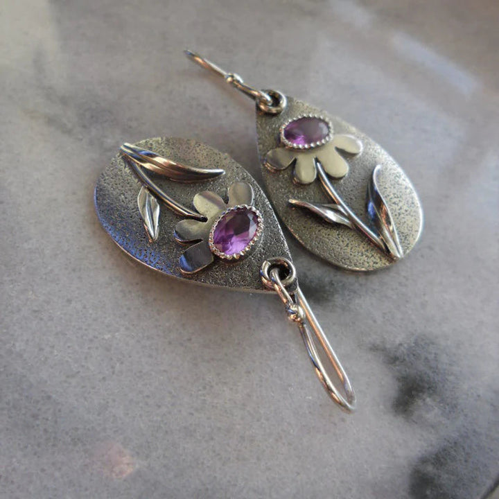 Pendientes retro con flor en 3D