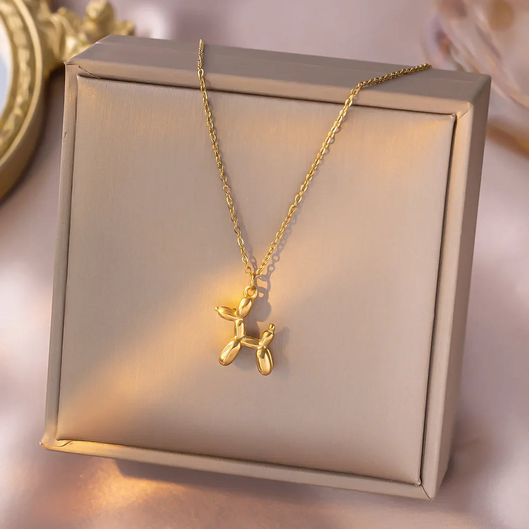 Collar Con Globo En Forma De Perro – Oro Y Plata