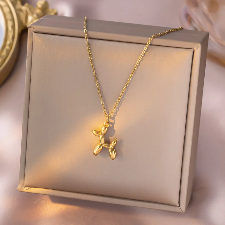 Collar Con Globo En Forma De Perro – Oro Y Plata