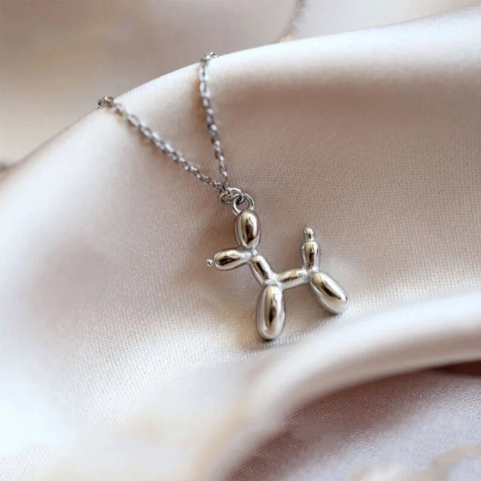 Collar Con Globo En Forma De Perro – Oro Y Plata
