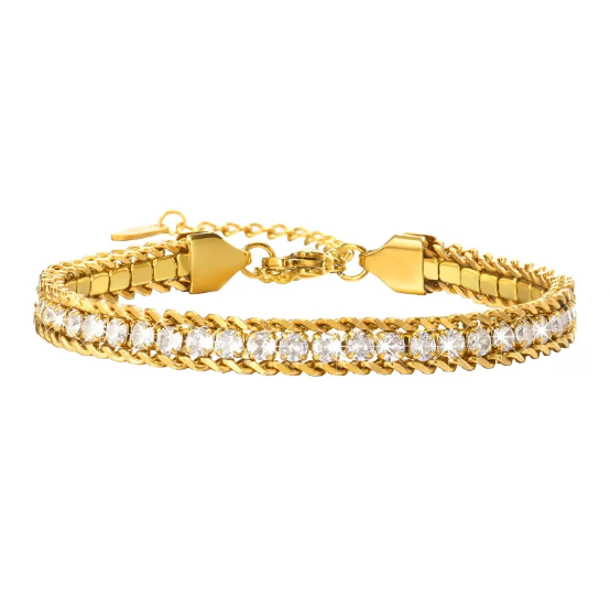 Pulsera de acero inoxidable con cadena de circonita