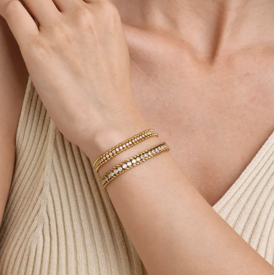 Pulsera de acero inoxidable con cadena de circonita