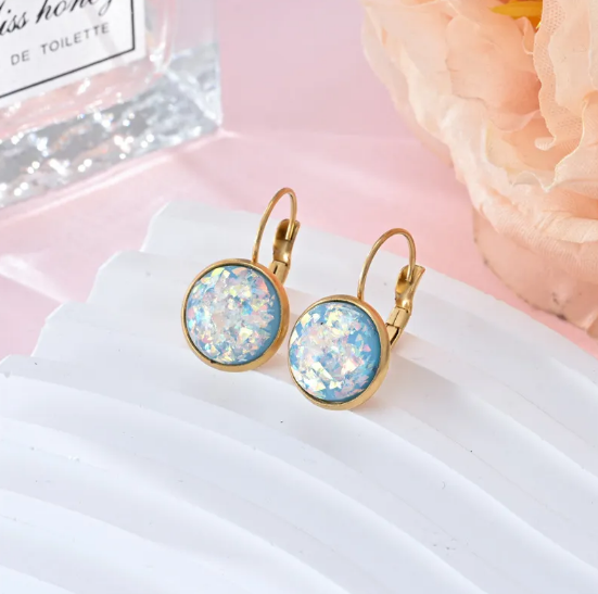 Pendientes de acero inoxidable con lentejuelas y pedrería