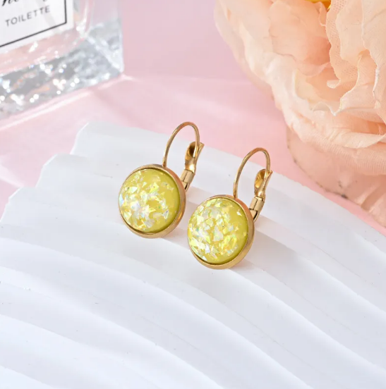 Pendientes de acero inoxidable con lentejuelas y pedrería
