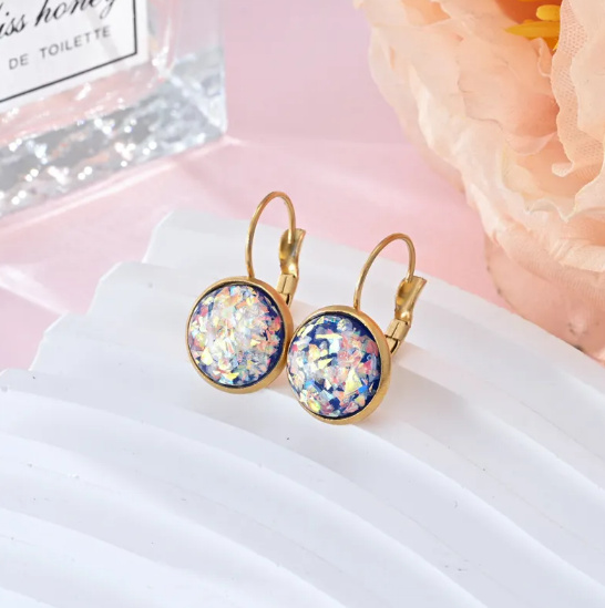 Pendientes de acero inoxidable con lentejuelas y estrellas