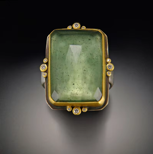 Anillo Cuadrado Retro Francés con Cristal