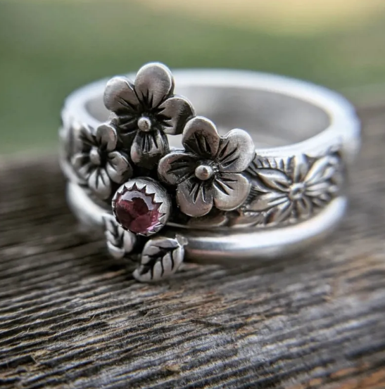 Anillos Vintage para Parejas con Motivo Floral