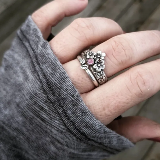 Anillos Vintage para Parejas con Motivo Floral