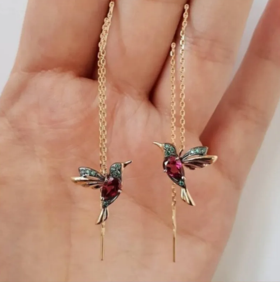 Pendientes retro con pájaros
