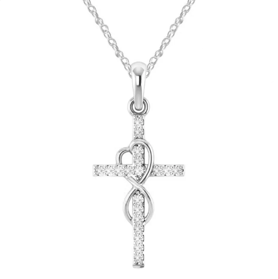 Collar con colgante en forma de cruz en aleación de diamante