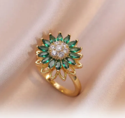 Anillo Giratorio con Girasol