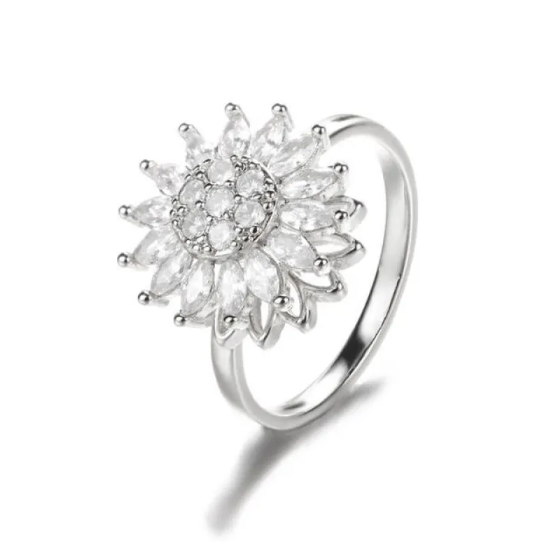 Anillo Giratorio con Girasol