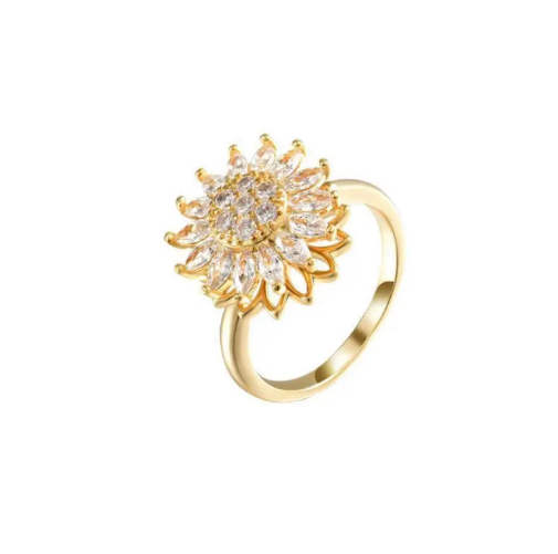 Anillo Giratorio con Girasol