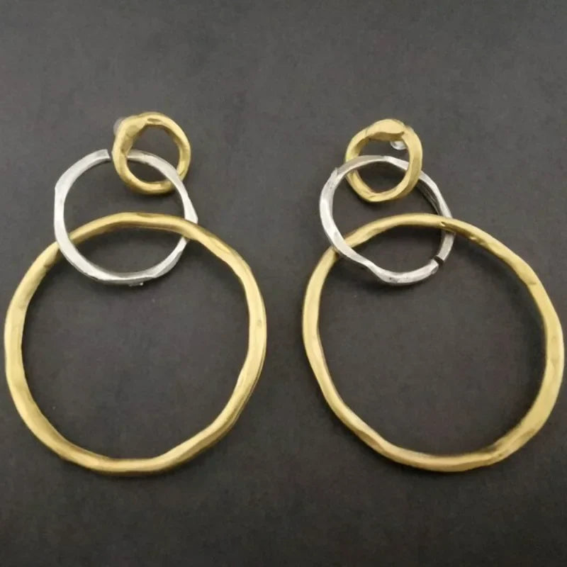Pendientes de aro vintage en oro y plata