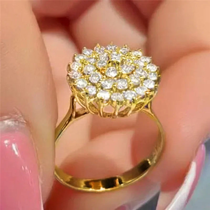 Anillo Flor y Circonita con Cristales