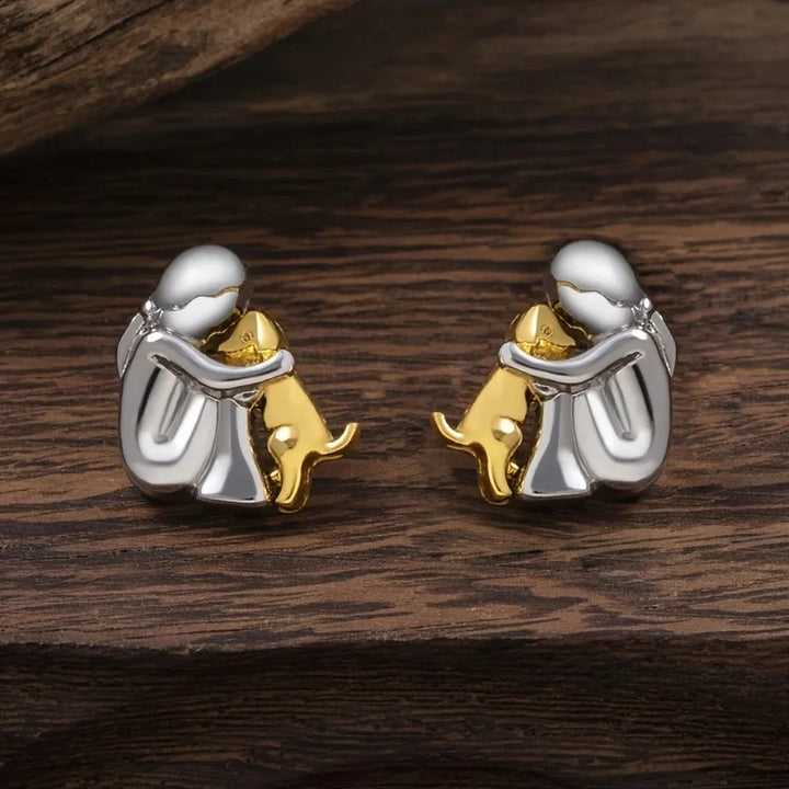 Pendientes Abrazo en dos tonos, plata y oro