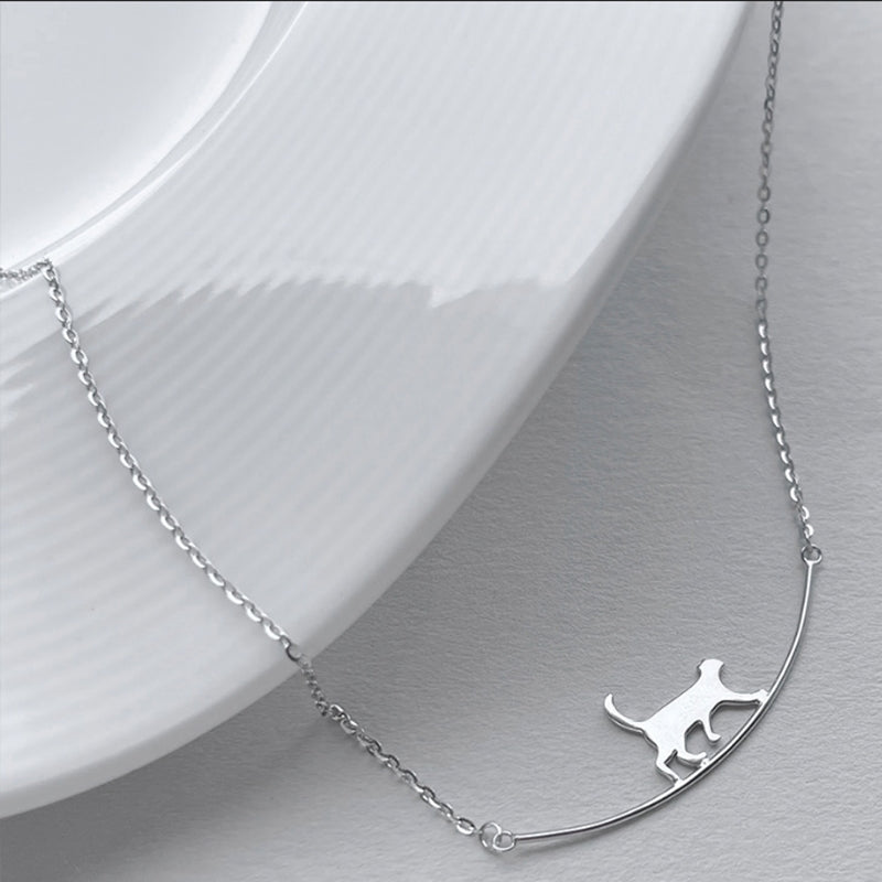 Collar Gato Escalador en plata