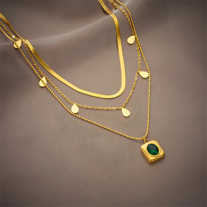 Set Collar Serenna Oro y Esmeralda
