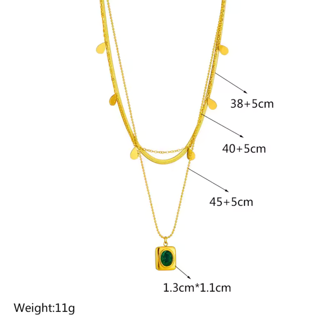 Set Collar Serenna Oro y Esmeralda