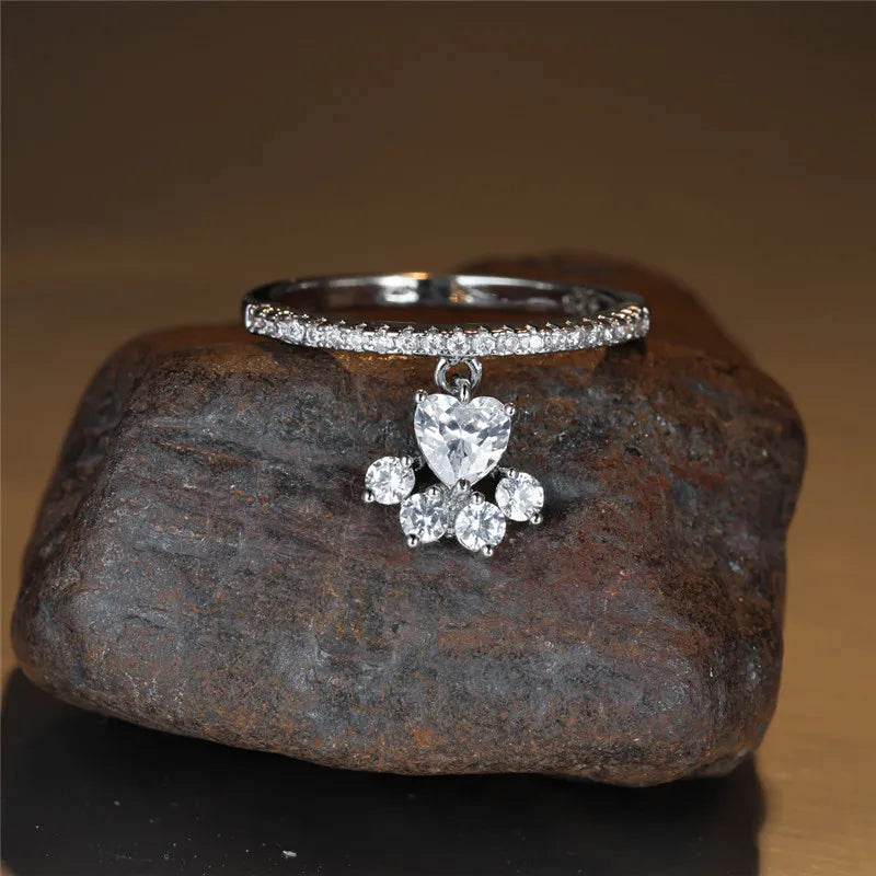 Anillo Paw & Heart en Oro y Plata