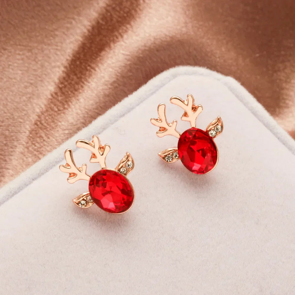 Pendientes con cristales en forma de reno festivo