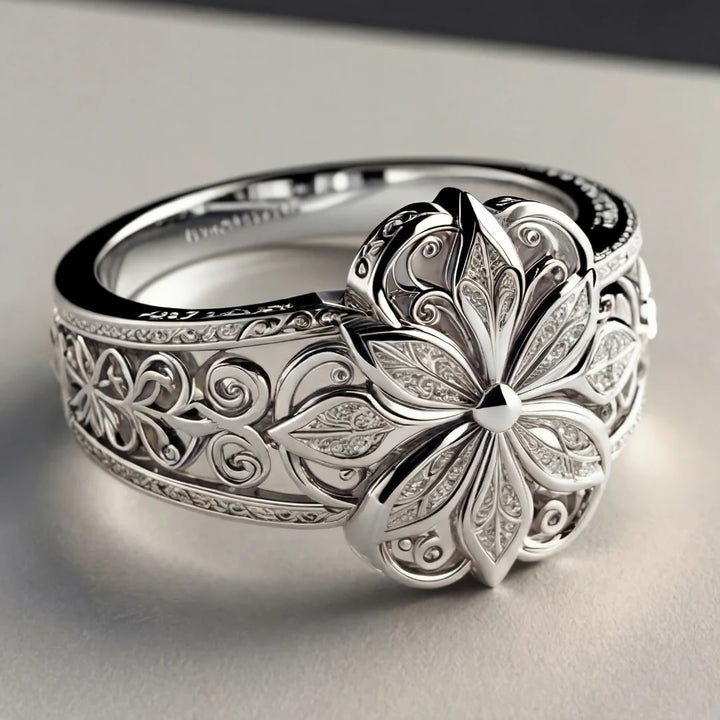 Anillo Exótico Floral en Oro con Circonita | Oro