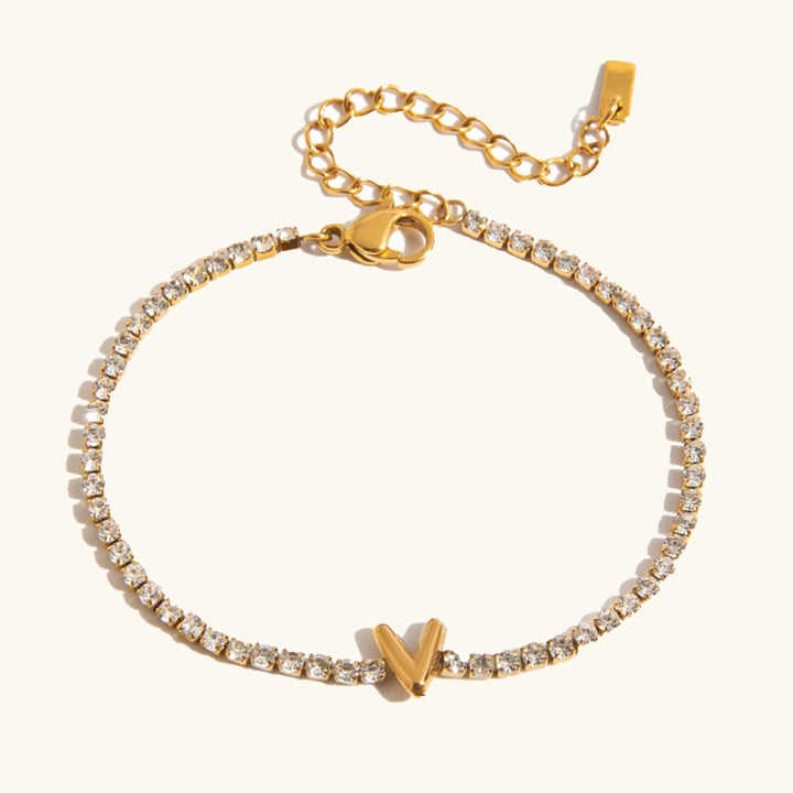 Pulsera Elegante de Oro con Letra en Burbuja