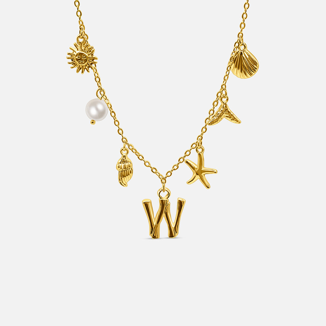 Collar Océano con Letra de Oro
