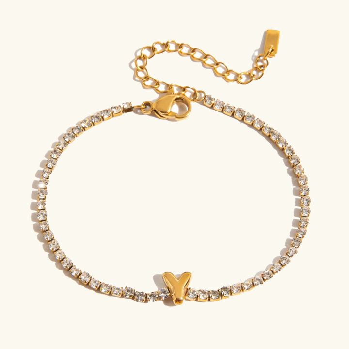 Pulsera Elegante de Oro con Letra en Burbuja