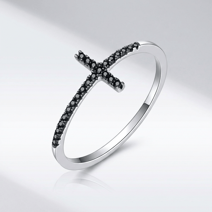 ANILLO BRILLANTE CRUZ DE PLATA