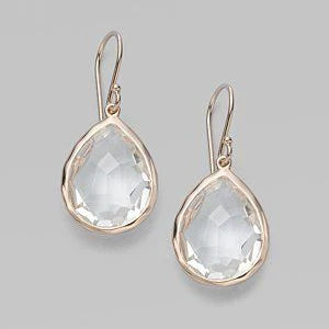Pendientes de lujo con cristal blanco colgante