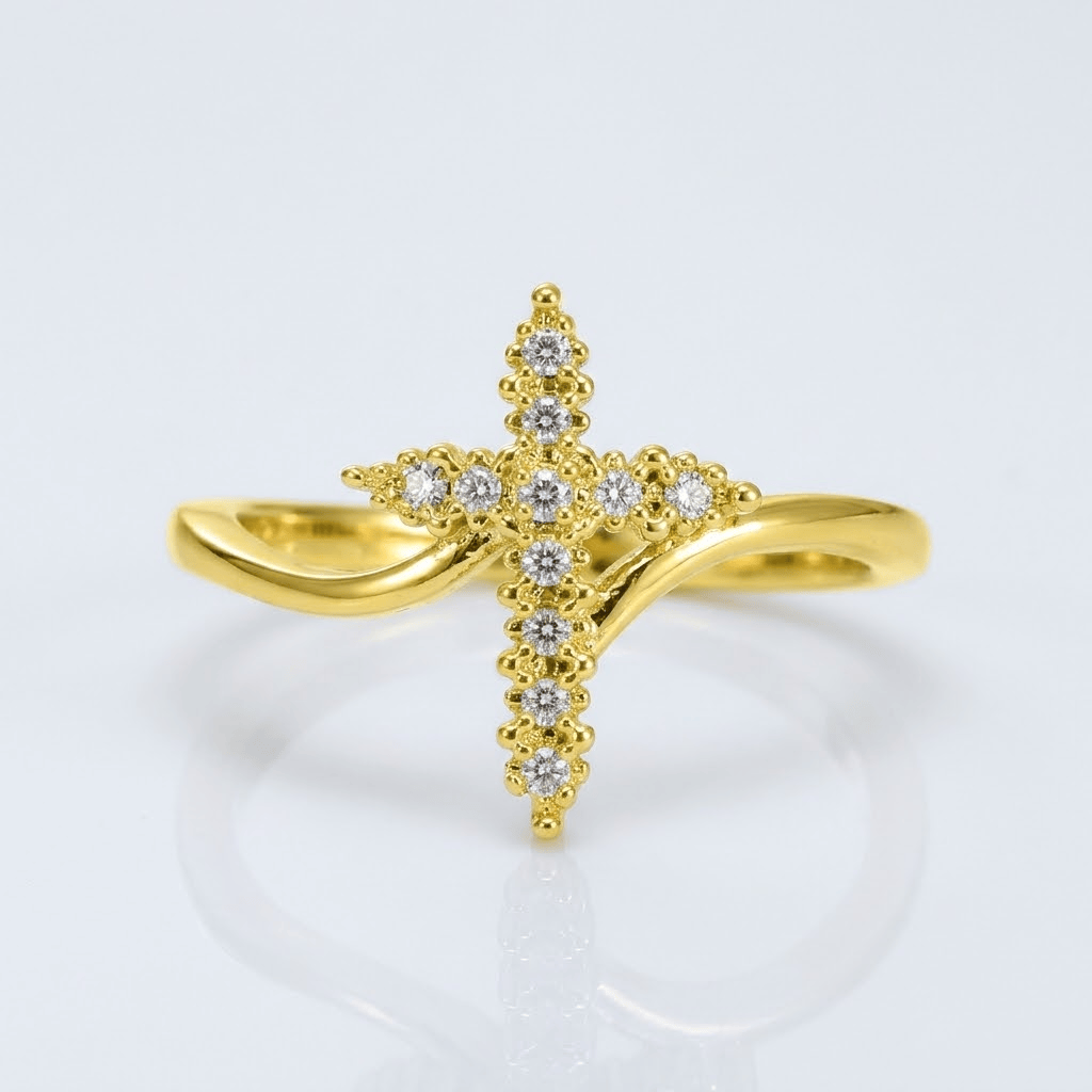ANILLO CRUZ DE PLATA CUBIERTO DE CIRCONIO