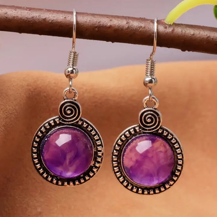 Pendientes vintage con cristal violeta