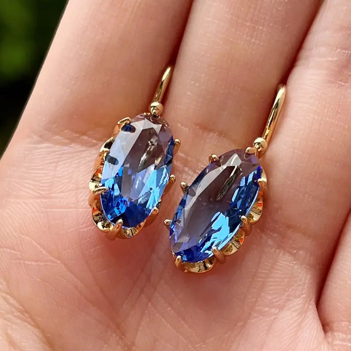 Pendientes dorados Golden Blue Bloom