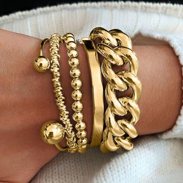 Set de 5 Pulseras Gruesas Apilables