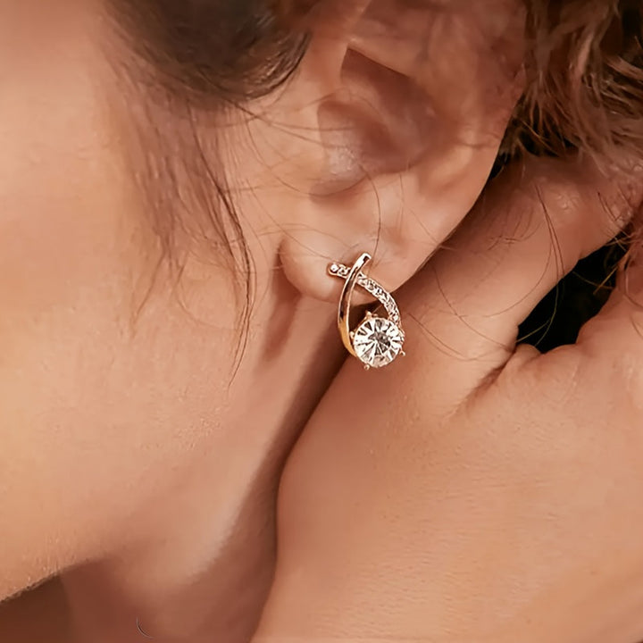Pendientes De Oro Con Cruz Y Circonitas