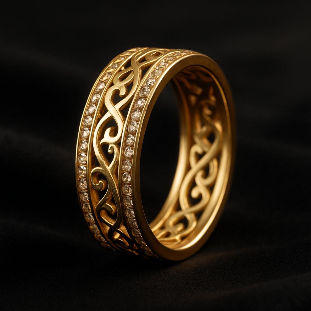 Anillo de Oro Brillante Hollow